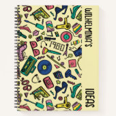 Speelse jaren 80 Doodle Art Pattern Notitieboek (Voorkant)