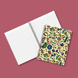 Speelse jaren 80 Doodle Art Pattern Notitieboek