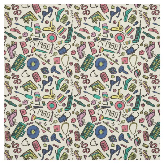 Speelse jaren 80 Doodle Art Pattern Stof (Swatch)