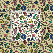 Speelse jaren 80 Doodle Art Pattern Stof