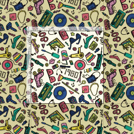 Speelse jaren 80 Doodle Art Pattern Stof