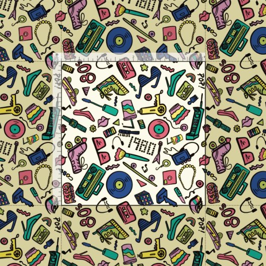 Speelse jaren 80 Doodle Art Pattern Stof