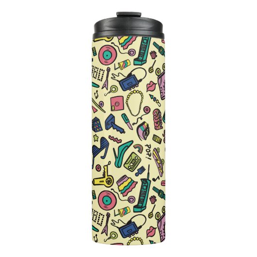 Speelse jaren 80 Doodle Art Pattern Thermosbeker (Voorkant)