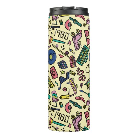 Speelse jaren 80 Doodle Art Pattern Thermosbeker (Achterkant)