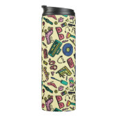 Speelse jaren 80 Doodle Art Pattern Thermosbeker (Geroteerd rechts)