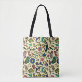 Speelse jaren 80 Doodle Art Pattern Tote Bag (Voorkant)