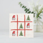 Speelse Kabouter Tie Tok - Kerstbomen Linnen Feestdagenkaart (Staand voorkant)