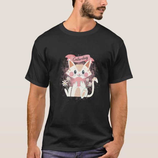 speelse kat Caturday T-shirt (Voorkant)