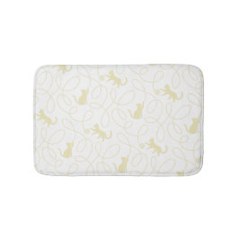 Speelse kat en garenbal patroon lichtbeige badmat