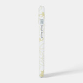Speelse kat en garenbal patroon lichtbeige iPhone 15 case (Linkerkant)