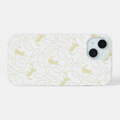 Speelse kat en garenbal patroon lichtbeige iPhone 15 case (Achterkant horizontaal)