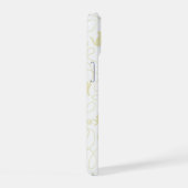 Speelse kat en garenbal patroon lichtbeige iPhone 15 case (Rechterkant)