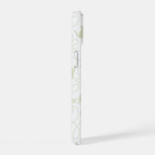 Speelse Kat en Garentbal Patroon Licht Saliegroen iPhone 15 Case (Rechterkant)