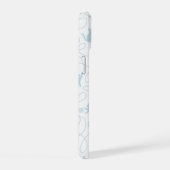Speelse Kat en Garentol Patroon Lichtblauw iPhone 15 Case (Rechterkant)