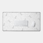 Speelse Kat en Garentol Patroon Lichtgrijs Bureaumat (Keyboard & Muis)