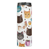 Speelse Kat en Koffie Doodle Patroon Thermosbeker (Achterkant)