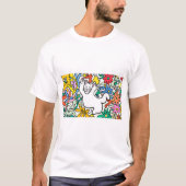 Speelse kat in een bloemenparadijs t-shirt (Voorkant)