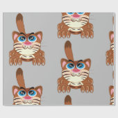 Speelse Kat met Big Blue Eyes Fun Whimsical Kat Cadeaupapier (Vlak)