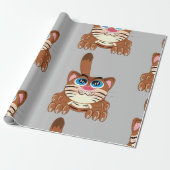 Speelse Kat met Big Blue Eyes Fun Whimsical Kat Cadeaupapier (Uitgerold)