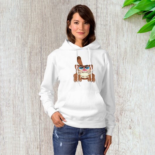 Speelse Kat met Big Blue Eyes Fun Whimsical Kat Hoodie