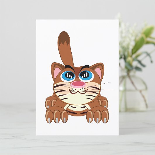 Speelse Kat met Big Blue Eyes Fun Whimsical Kat Kaart