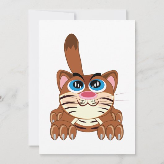 Speelse Kat met Big Blue Eyes Fun Whimsical Kat Kaart (Voorkant)