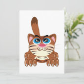 Speelse Kat met Big Blue Eyes Fun Whimsical Kat Kaart (Staand voorkant)