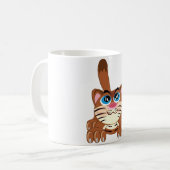 Speelse Kat met Big Blue Eyes Fun Whimsical Kat Koffiemok (Voorkant links)