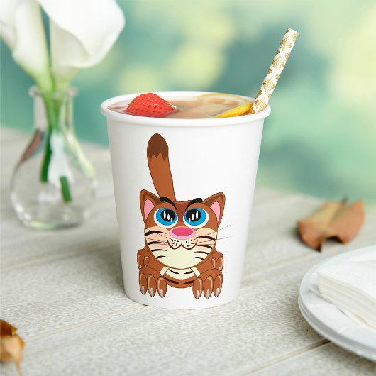 Speelse Kat met Big Blue Eyes Fun Whimsical Kat Papieren Bekers