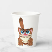 Speelse Kat met Big Blue Eyes Fun Whimsical Kat Papieren Bekers (Voorkant)