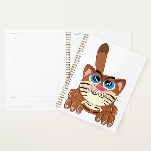 Speelse Kat met Big Blue Eyes Fun Whimsical Kat Planner (Display)