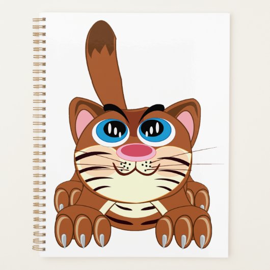 Speelse Kat met Big Blue Eyes Fun Whimsical Kat Planner (Voorkant)