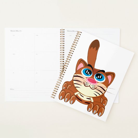 Speelse Kat met Big Blue Eyes Fun Whimsical Kat Planner