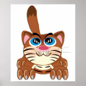 Speelse Kat met Big Blue Eyes Fun Whimsical Kat Poster (Voorkant)