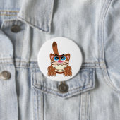 Speelse Kat met Big Blue Eyes Fun Whimsical Kat Ronde Button 7,6 Cm (In situ)