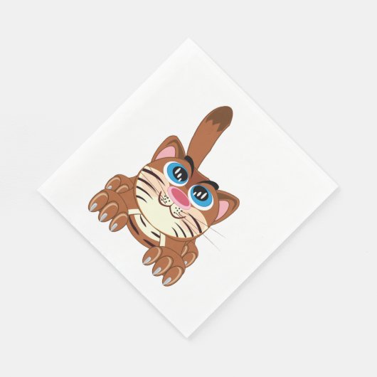 Speelse Kat met Big Blue Eyes Fun Whimsical Kat Servet (Hoek)