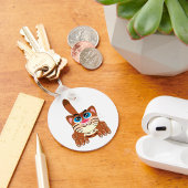 Speelse Kat met Big Blue Eyes Fun Whimsical Kat Sleutelhanger