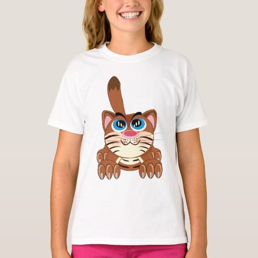 Speelse Kat met Big Blue Eyes Fun Whimsical Kat T-shirt (Voorkant)