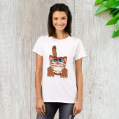 Speelse Kat met Big Blue Eyes Fun Whimsical Kat T-shirt