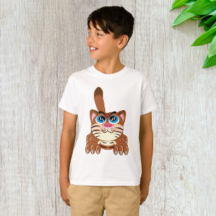 Speelse Kat met Big Blue Eyes Fun Whimsical Kat T-shirt