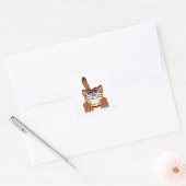 Speelse Kat met Big Blue Eyes Fun Whimsical Kat Vierkante Sticker