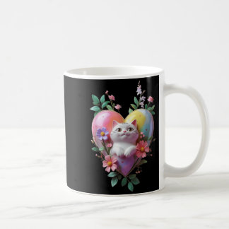 Speelse kat met Cartoon Hart Grappig Unisex-ontwer Koffiemok