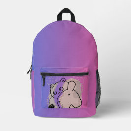 Speelse kat met garen bedrukte rugzak