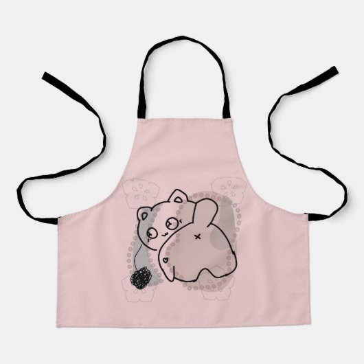 Speelse kat met garen schort (Voorkant)