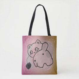 Speelse kat met garen tote bag