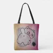 Speelse kat met garen tote bag (Achterkant)