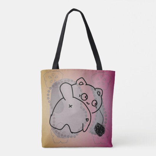 Speelse kat met garen tote bag (Achterkant)