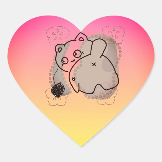Speelse Kat met Garens Hart Sticker (Voorkant)