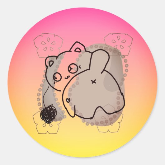 Speelse Kat met Garens Ronde Sticker (Voorkant)
