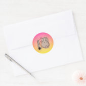 Speelse Kat met Garens Ronde Sticker (Envelop)